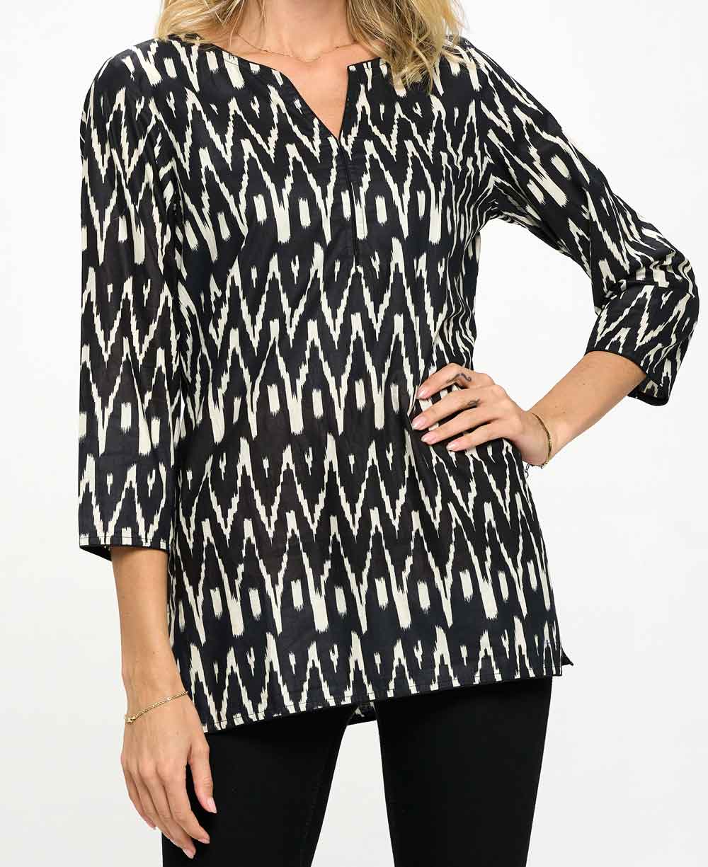 Shop the latest styles right now Black and White Ikat Inspired Cotton ...
